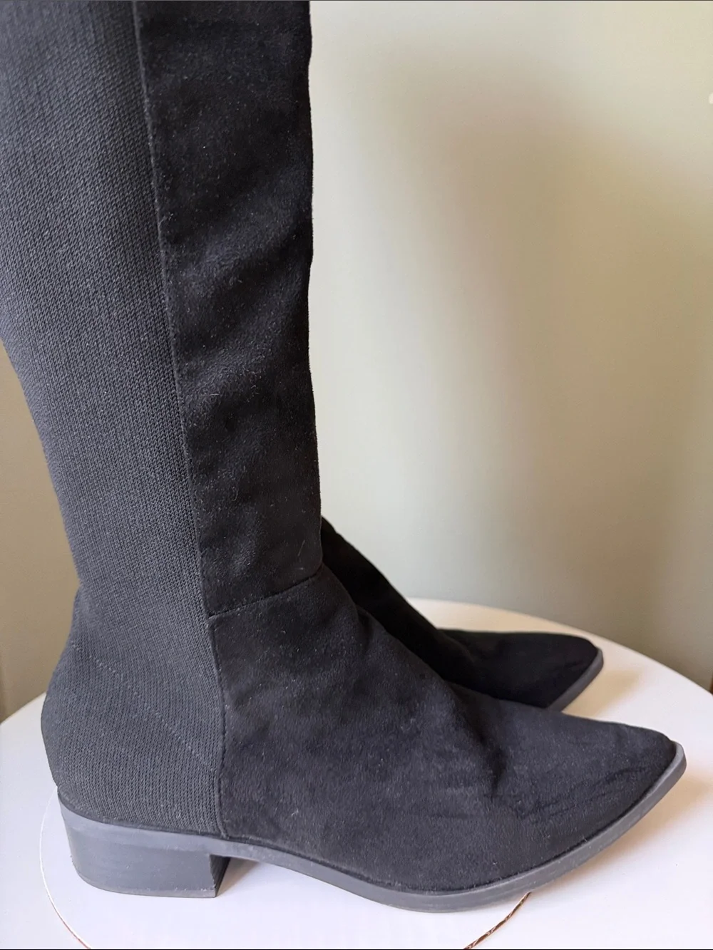Steve Madden Jolly Over-The-Knee Boots Black Faux Suede Pointed Toe Size 8M